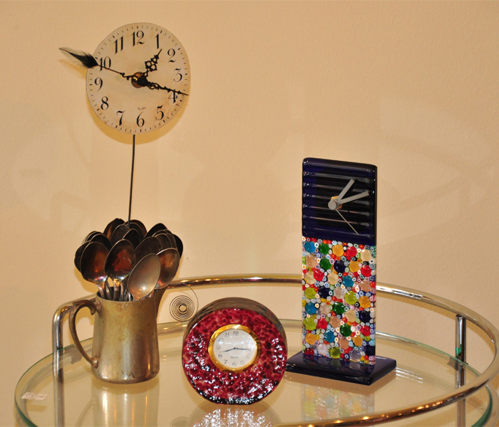 3366 roger wood cast glass murano clocks