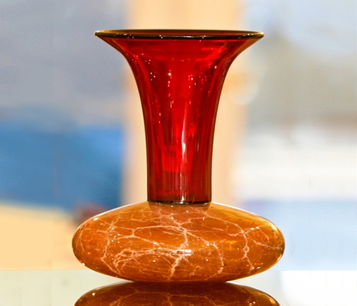 kenny pieper red caramel vase