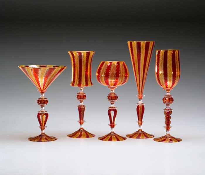 pieper red cane goblets