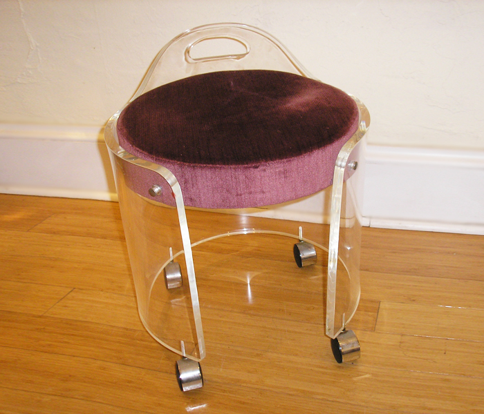 070 lucite vanity stool