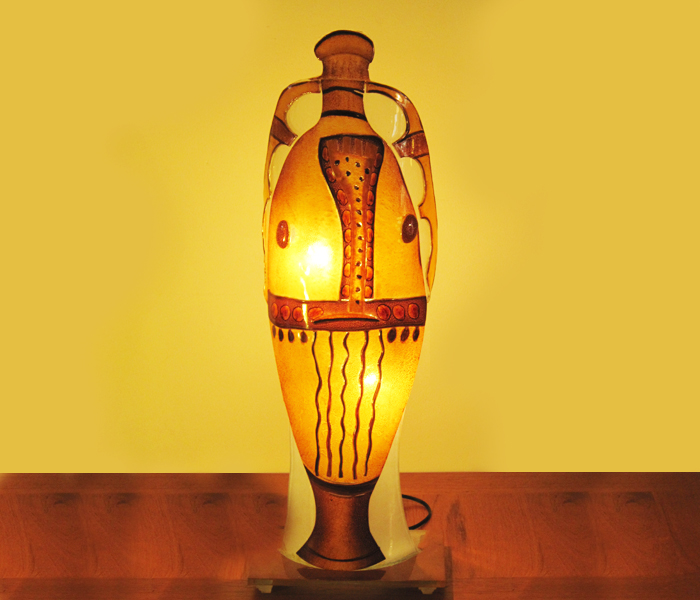 103 vintage cast glass bottle form table lamp